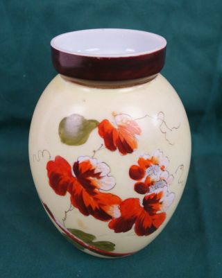 Antique Porcelain Milk Glass Vase Hand Painted Marked