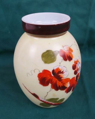 Antique Porcelain Milk Glass Vase Hand Painted Marked 2