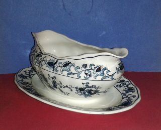 NIKKO Ming Tree Gravy Boat Double Phoenix Attached Underplate Made in Japan 5