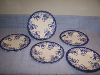 Set Of 5 Vintage Myott Chelsea Garden Staffordshire China Salad/luncheon Plates