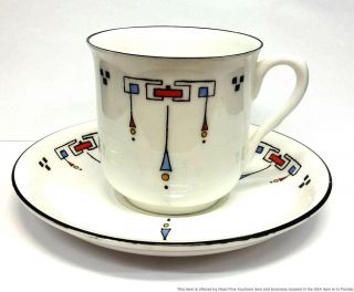 Shelley England Antique 1920s Art Deco Cubist Teacup Saucer Set 11570