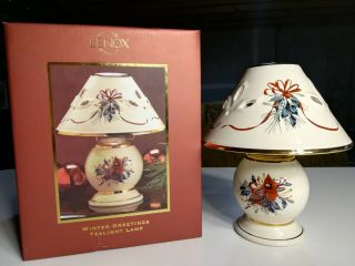 Lenox Winter Greetings Tea Light Candle Lamp Great Gift Open Box
