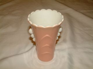 Anchor Hocking Deco Table Vase Fired On Pink White Interior Fire King