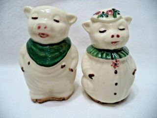 Shawnee Pottery Smiley Pig And Winnie Cloverbud Salt And Pepper Shakers Small