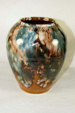 Vintage Brush Mccoy Art Pottery Vase 7 " Tall,  Onyx Brown - Black Blended Glaze