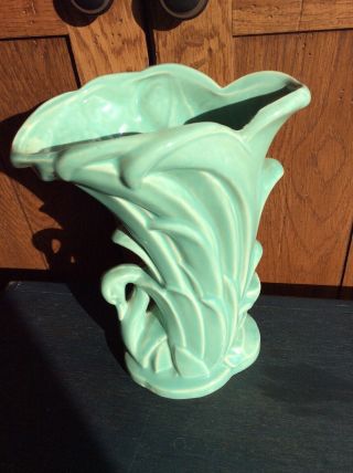 Vintage Mccoy Pottery Swan Vase Aqua Blue Green
