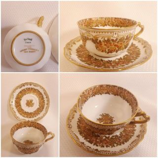 Antique Haviland Limoges Gold Laced Tea Cup & Saucer Wright Tyndale
