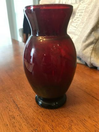 Vintage Royal Ruby Red Glass 6 1/2 " Vase
