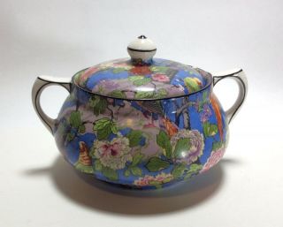 Crown Ducal Blue Chintz Sugar Bowl With Lid 1185
