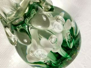 Vintage Hand Crafted Blown Art Glass Vase Flower Paperweight w/Bubbles,  unmarked 5