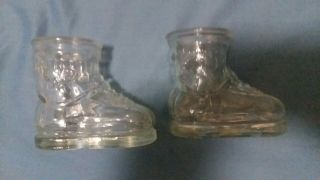 2 Rare 6oz Glass Baby Shoe Glasses