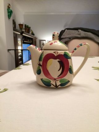 Purinton Pottery Slip Ware 6 Cup Apple Teapot 7”