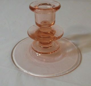 Vintage Pink Depression Glass Circular Tapered Candle Holder