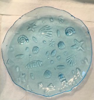 10” Turquoise Glass Seashell Plate
