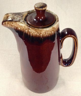 Vg Vintage Hull Brown Drip Glaze Tall Large Coffee Pitcher W/lid Usa Oven Proof