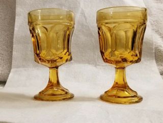 Vintage Amber/gold Water/wine Goblets Set Of 2.