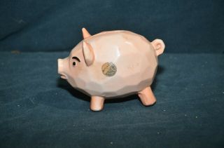 Vintage Porcelain Made In Czechoslovakia Pink Piggy Bank