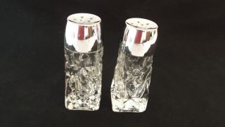 Vintage Set Anchor Hocking Star Of David Clear Glass Salt&pepper Shakers W/lids