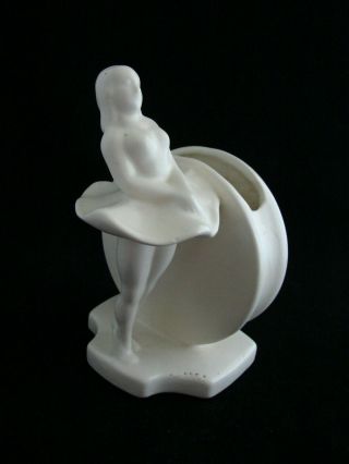 Vtg Haeger Ballerina Dancer Figure Ceramic Planter Vase Off White 8 " Art Deco