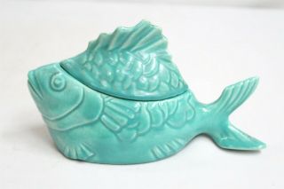 Bauer Chicken Of The Sea Tuna Baker Pottery Fish Dish Teal
