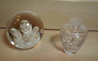 Vintage Studio Art Glass Paperweight,  And A Marquis By Waterford Small Crystal
