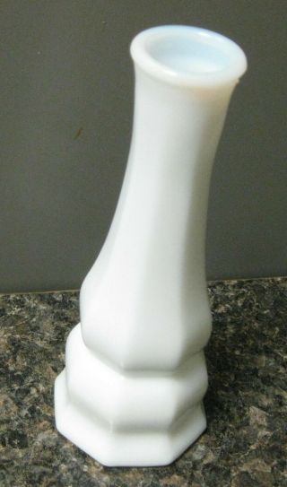 Vintage 6 " Tall White Milk Glass Bud Vase.  No Chips Or Cracks.  Has 6 On Bottom.