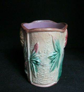 Antique Majolica Dahlia Flower Art Pottery Vase Cup 4