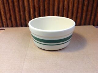 Friendship Pottery Fp Roseville,  Ohio Green Striped Cereal Bowl Stoneware 5 "