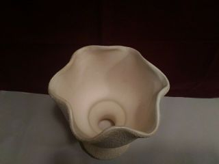 L3 Mid Century China Craft Pottery Pedestal Vase Cream with White Splatter EUC 4