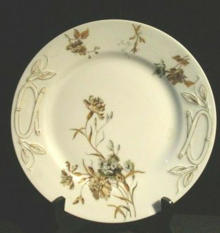 2 Antique Haviland Limoges H&c Schleiger 1154g Brown Blue Floral Plates 9.  5 "