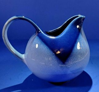 Hand Crafted Pottery Cream Pitcher Glazed Two Colors Of Blue - Flawless