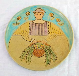Shafford Folk Craft Spring Woman Luncheon Plate 1986 Hand Painted 8 "