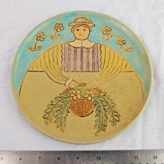 Shafford Folk Craft Spring Woman Luncheon Plate 1986 Hand Painted 8 
