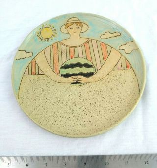 Shafford Folk Craft Summer Woman Luncheon Plate 1986 Hand Painted 8 
