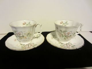 Vintage Royal Albert " Haworth " Apple Blossom Design - 2 Tea Cups & Saucers