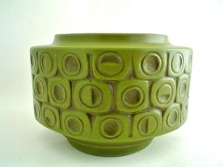 Vintage Mid Century Mod Vase Or Planter Green With Geometric Designs Usa 32