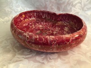 Mccoy Pottery Cascade Pattern Mottled Pink Luster Glaze Low Bowl 9 "