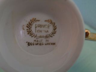 PRINCE CHINA OCCUPIED JAPAN CUP AND SAUCER BLACK W/FLORAL FLOWERS 5