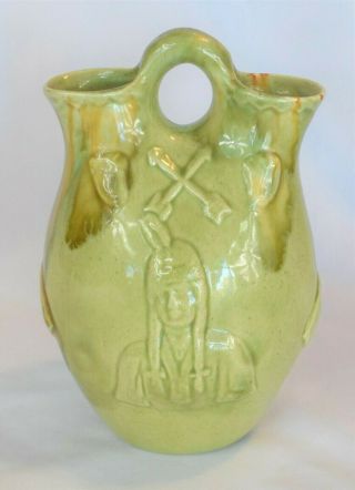 Vtg American Indian Handmade Pottery Double Spout Wedding Vase - Signed 1979