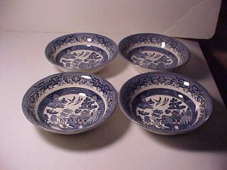 4 Churchill Blue Willow 6 " Cereal Bowls