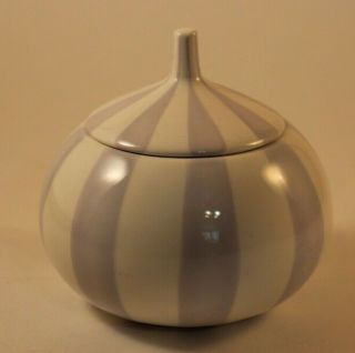 Jonathan Adler Happy Home Lavender Striped Lidded Container Modern Contemporary