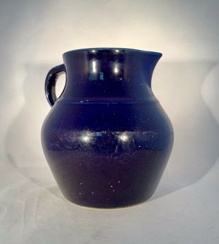Antique Stoneware Pitcher - Dark Cobalt Blue - 9”