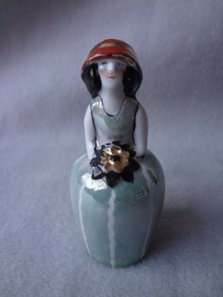 Vintage Noritake Art Deco Light Blue Luster Figural Woman Salt Or Pepper