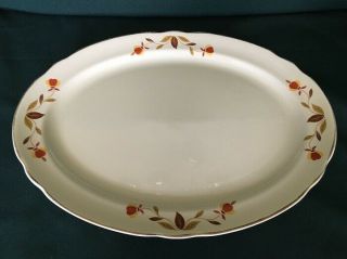 Hall Autumn Leaf Oval Platter 13 - 1/2 " With Gold Trim -