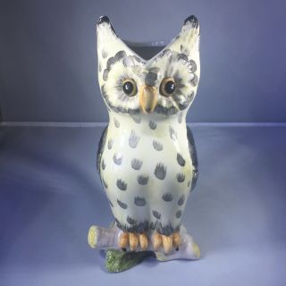Vintage White Owl Ceramic Pitcher Made In Italy