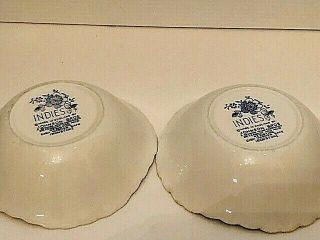 Set of 2 Vintage Johnson Bros.  Indies Square Soup Cereal Bowl Blue Flowers 2