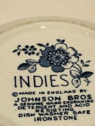 Set of 2 Vintage Johnson Bros.  Indies Square Soup Cereal Bowl Blue Flowers 3