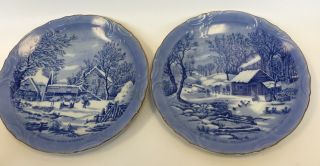Vintage Currier & Ives Plate Set (2) - “Home in the Wilderness 