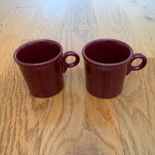 2 Vintage Fiesta Ware Tom And Jerry Maroon Red Mugs