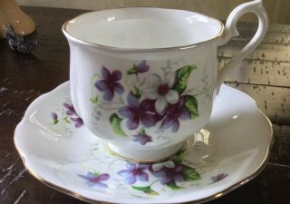 Vintage Royal Albert Violets Tea Cup & Saucer Bone China England Cond